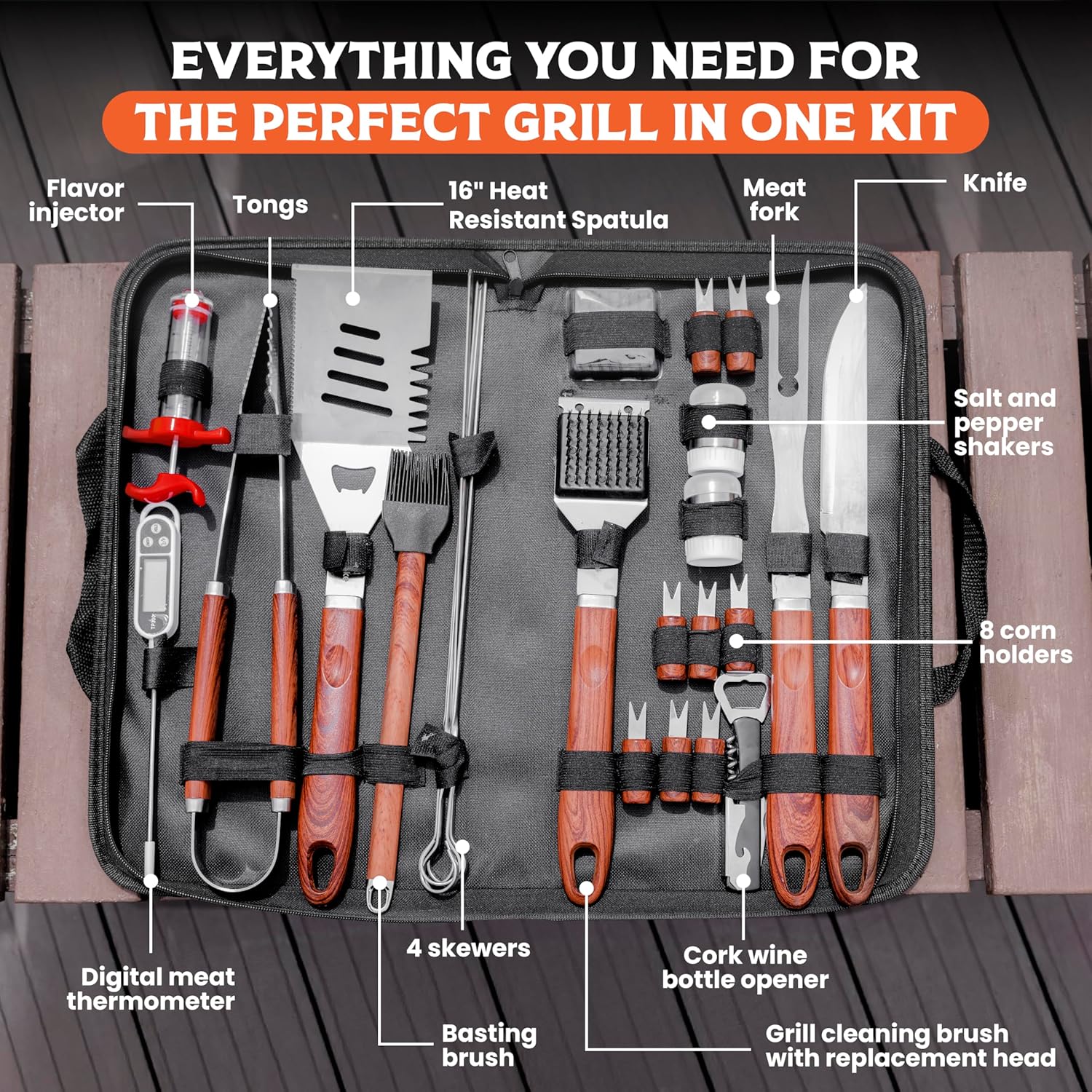 SpartaSake 24-Piece Stainless BBQ Grill Tool Set