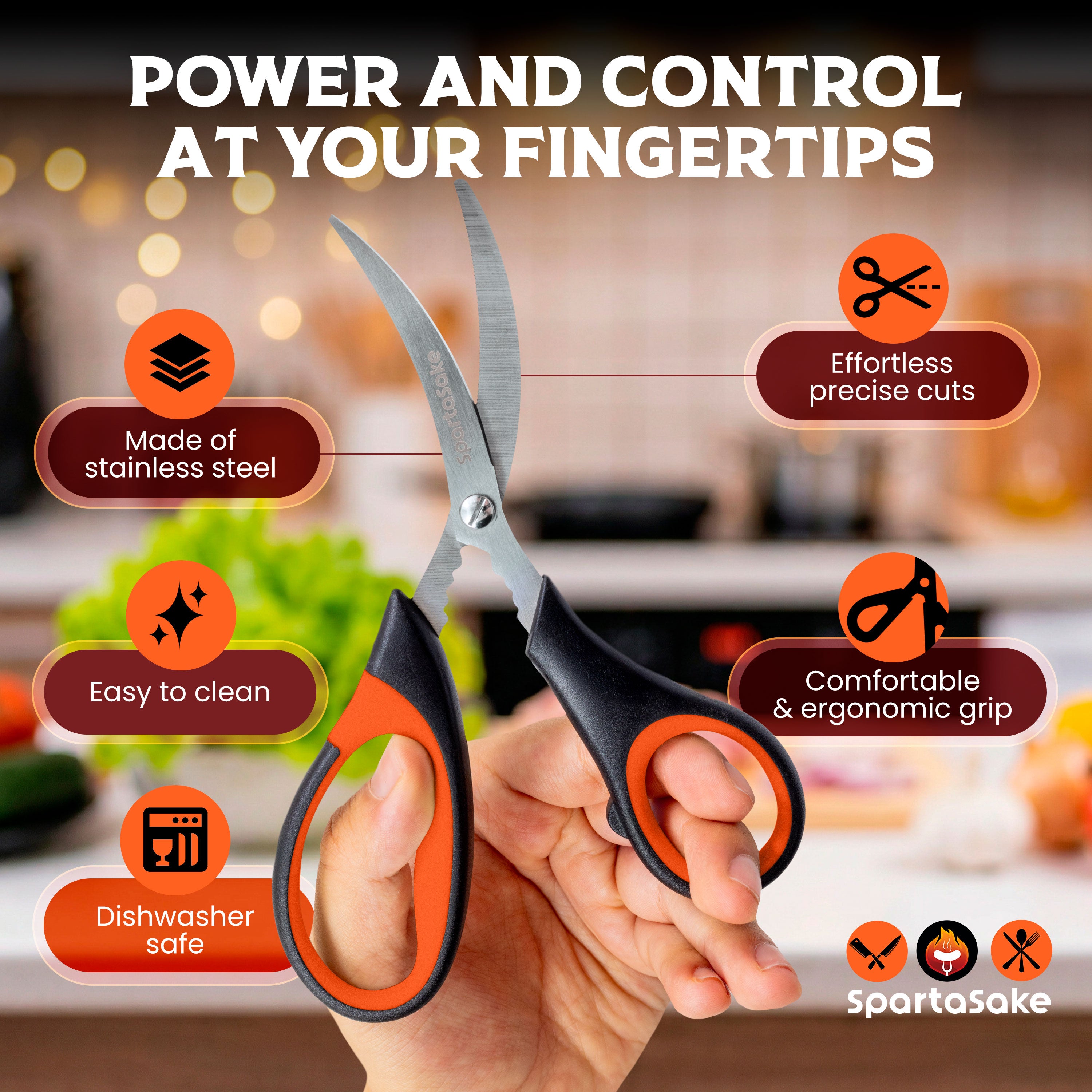 SpartaSake Kitchen Shears  Heavy-Duty Stainless Steel Scissors