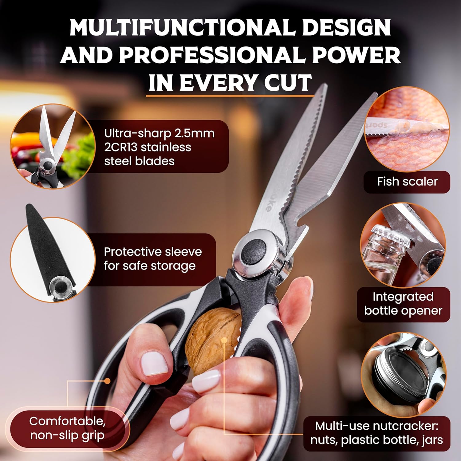 SpartaSake Kitchen Shears  Heavy-Duty Stainless Steel Scissors
